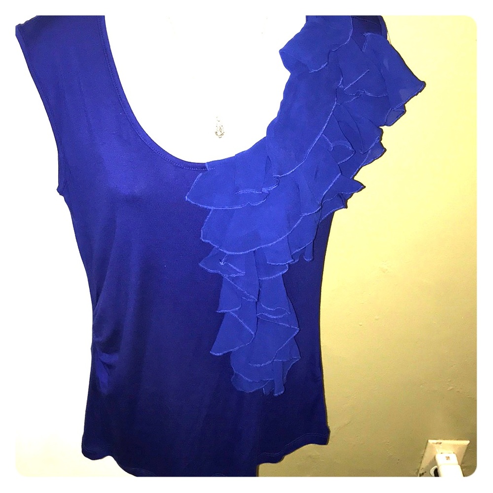 Midnight blue cable & gage ruffle top m vintage y2k